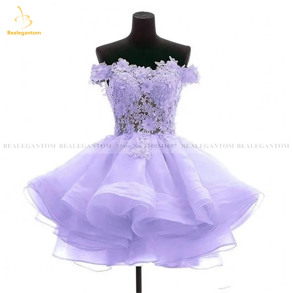 Bealegantom-Robe de cocktail en dentelle et organza, mini tenue de soirée, en stock, QA175