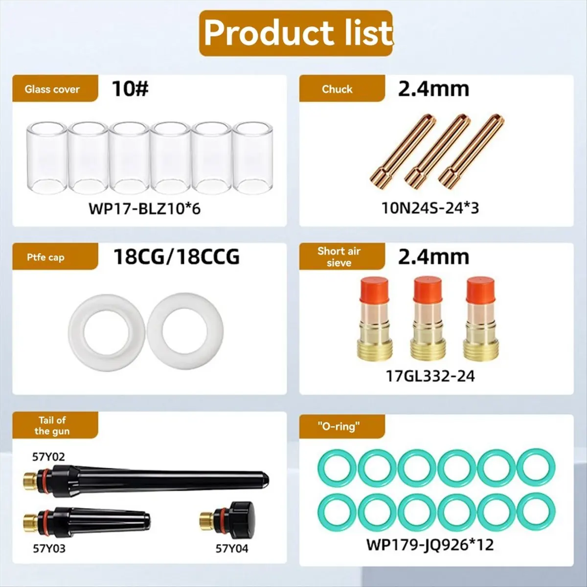 BHBL 29 pièces accessoires de torche de soudage TIG Kit de verre de lentille de gaz tenace pour-17/18/26