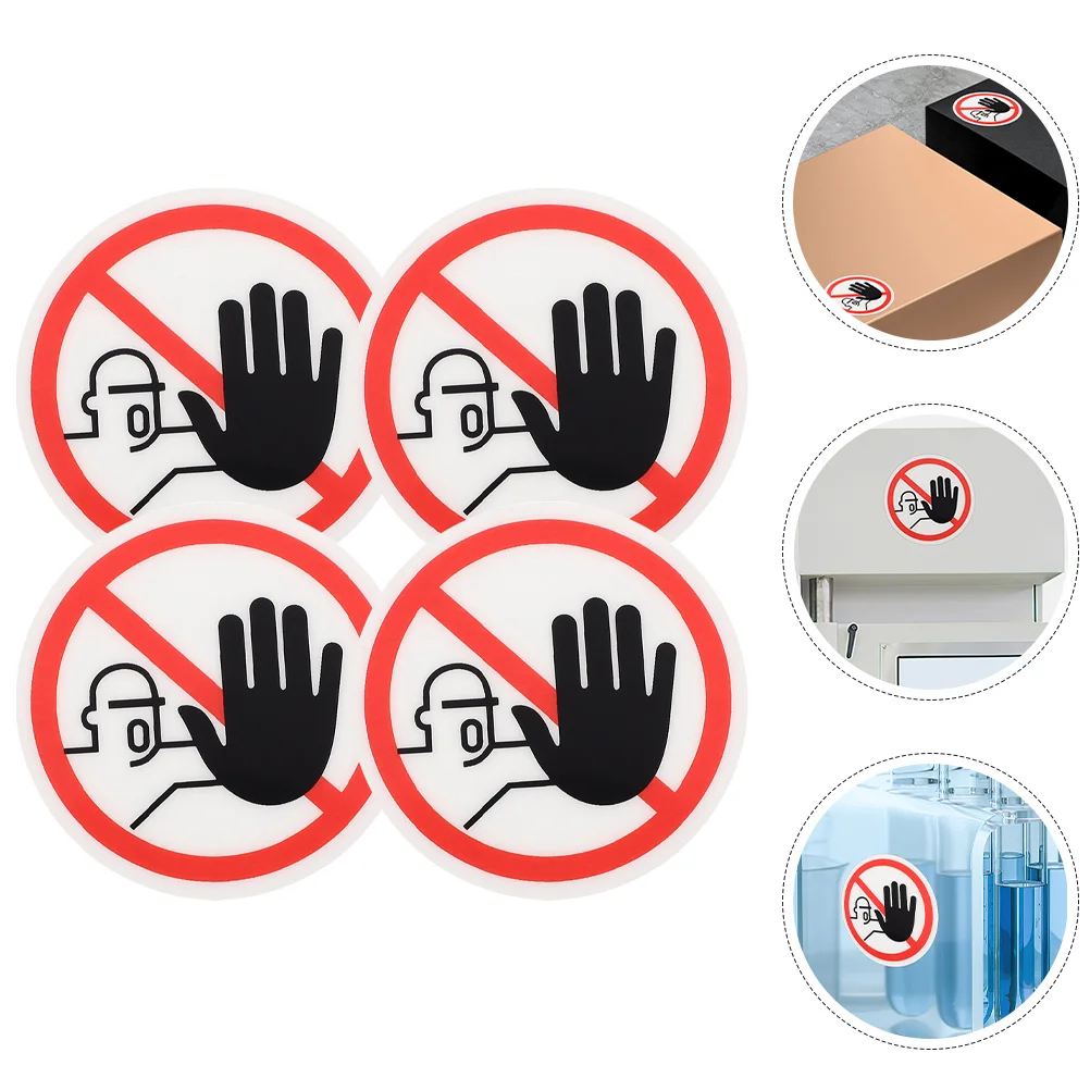 4 Pcs Safety Signs Security Warning Decals Adhesive No Touch Stickers Nail Do Not Use Hand Caution Danger