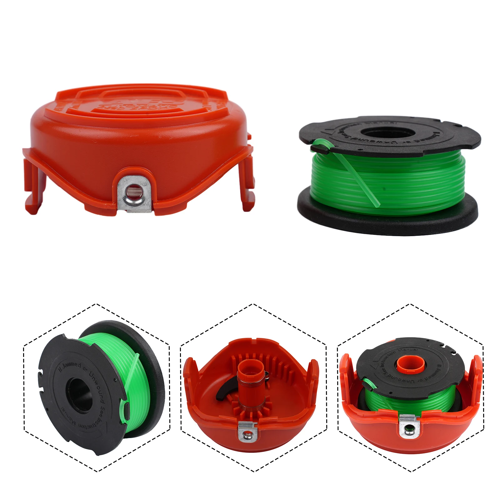 Spool Cap & Line for Black & Decker For Trimmers Fits GL7033 GL9035 Quick Snap in Installation ABS Construction