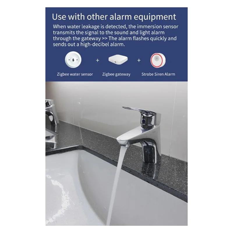 ELECT-Graffiti Zigbee Flood Sensor Smart Water Sensor Leakage Alarm Flood Sensor Multifunction Flood Sensor