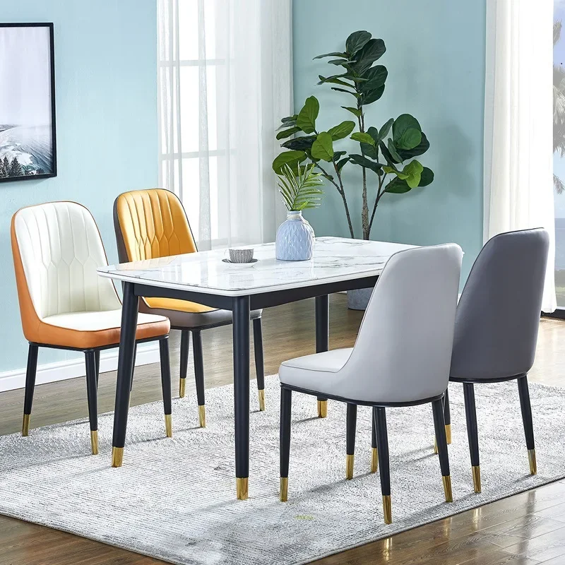 Nordic luxury armchair – metal & leather, living room furniture; fit for dining, leisure, computer use, stylish design - view 3