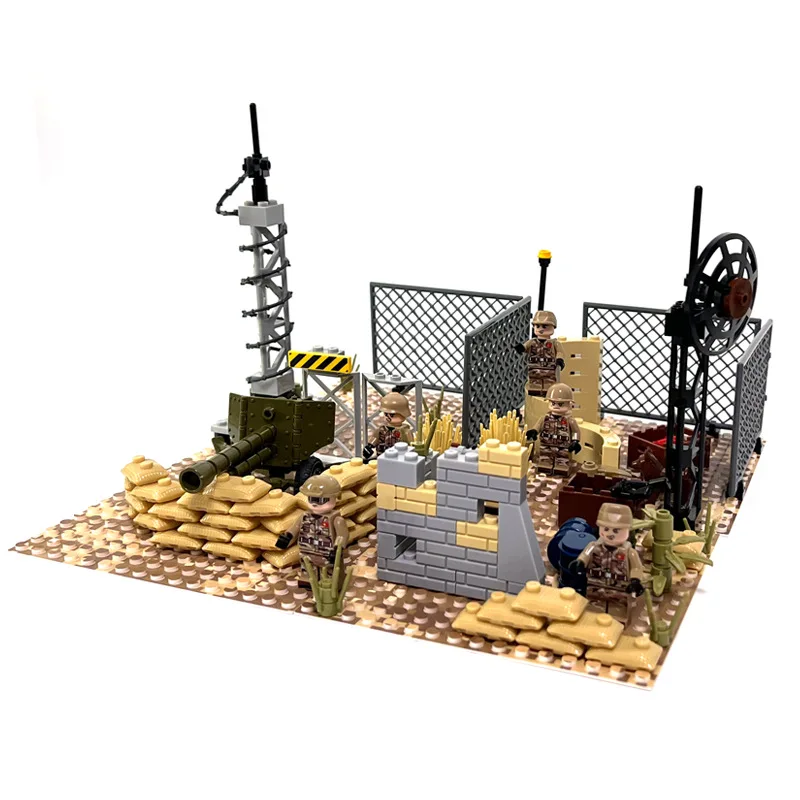 

MOC Wholesale of DIY assembly of small particle building blocks for military training camp sentry shooting range scenes