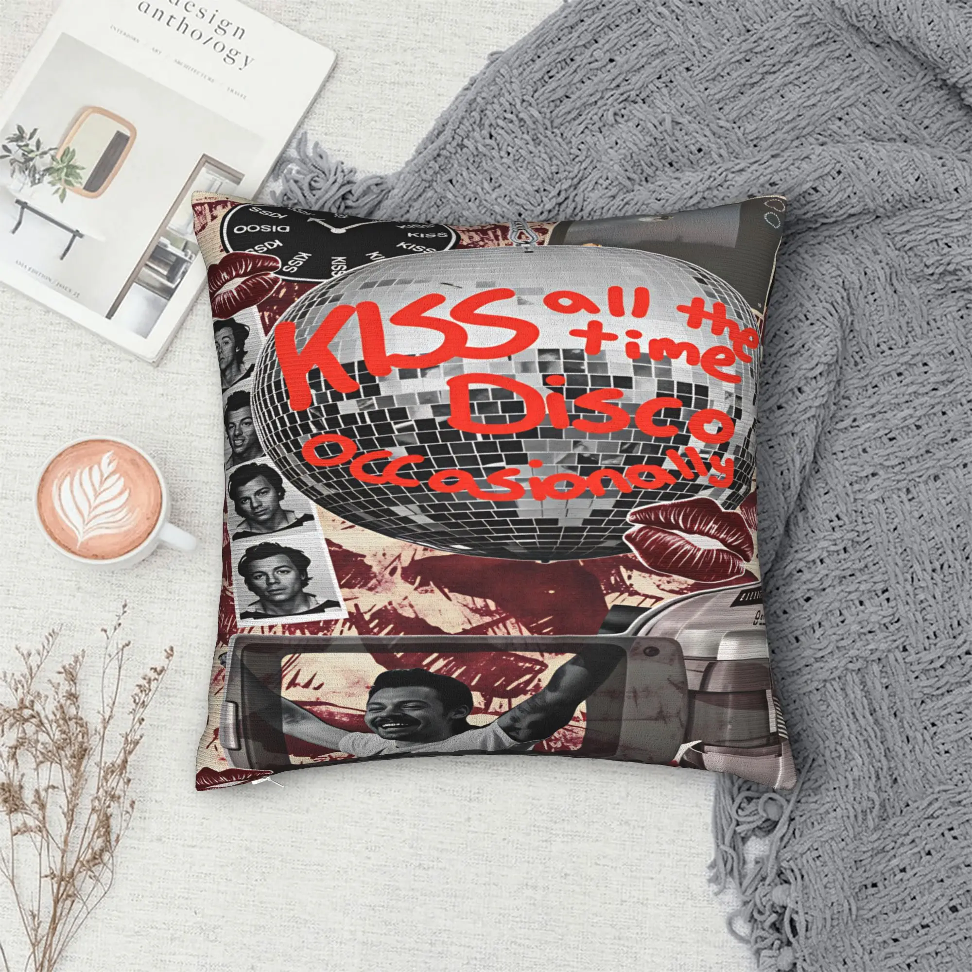 Harrys S-Styles Kiss Al the Time Pillowcases  Novelty Pillow Case For Living Room Sofa Comfy Pillow Cover