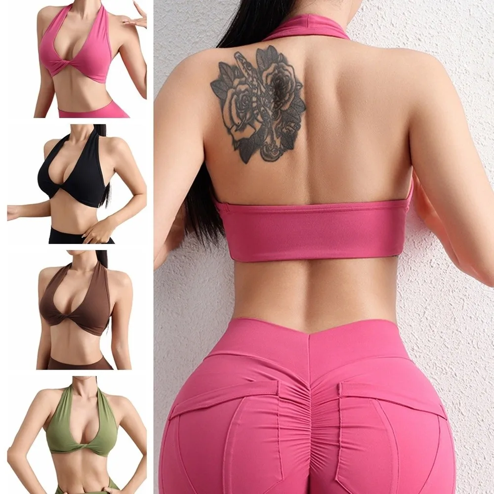 

Beautiful Back Hanging Neck Sports Bra Seamless Breathable Yoga Top Vest Quick-drying Comfortable Sports Underwear Gym