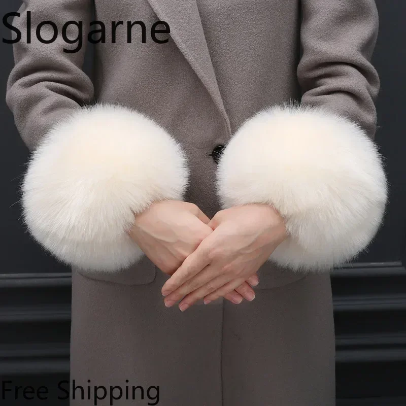 

Женские меховые манжеты на запястье 2025, аксессуары из искусственного лисьего меха, эластичный меховой браслет, зимний пушистый браслет с нарукавником