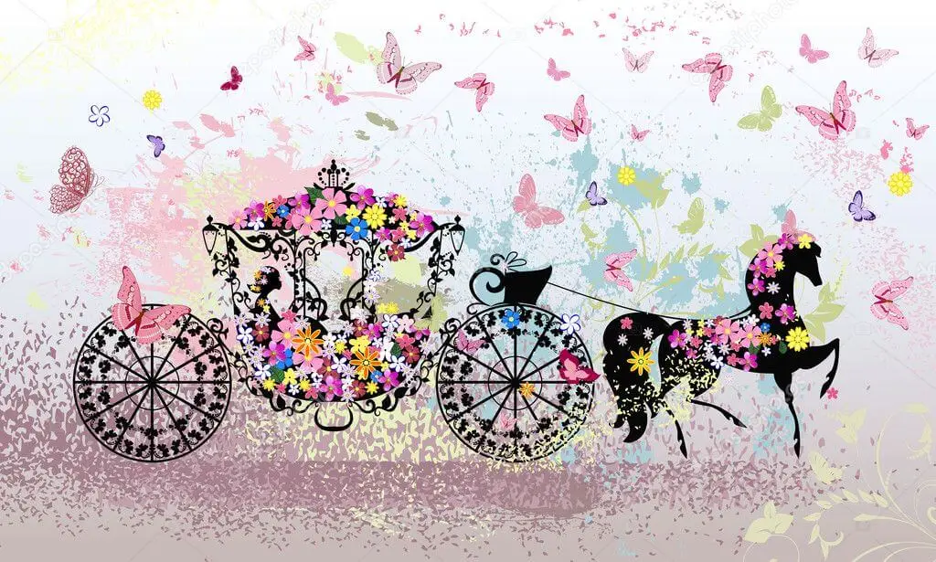 

Cinderella carriage butterfly watercolor backdrops High quality computer print party supplies Photography Studio Backgrounds