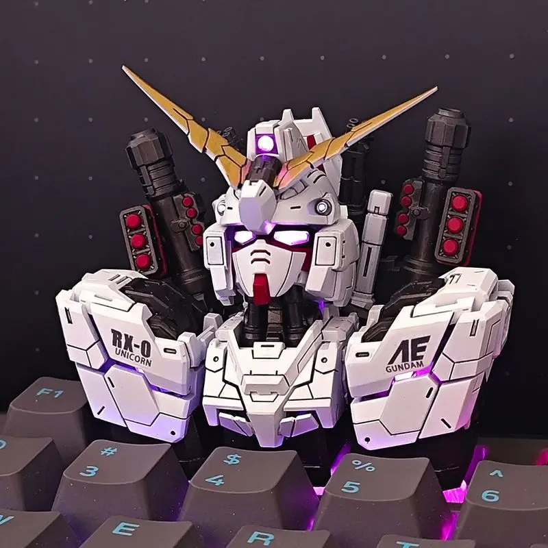 2024 New RX-0 Unicorn Triple Key Cap Assault Freedom Gundam Key Mechanical Keyboard Deformable Transparent Mech First Machine