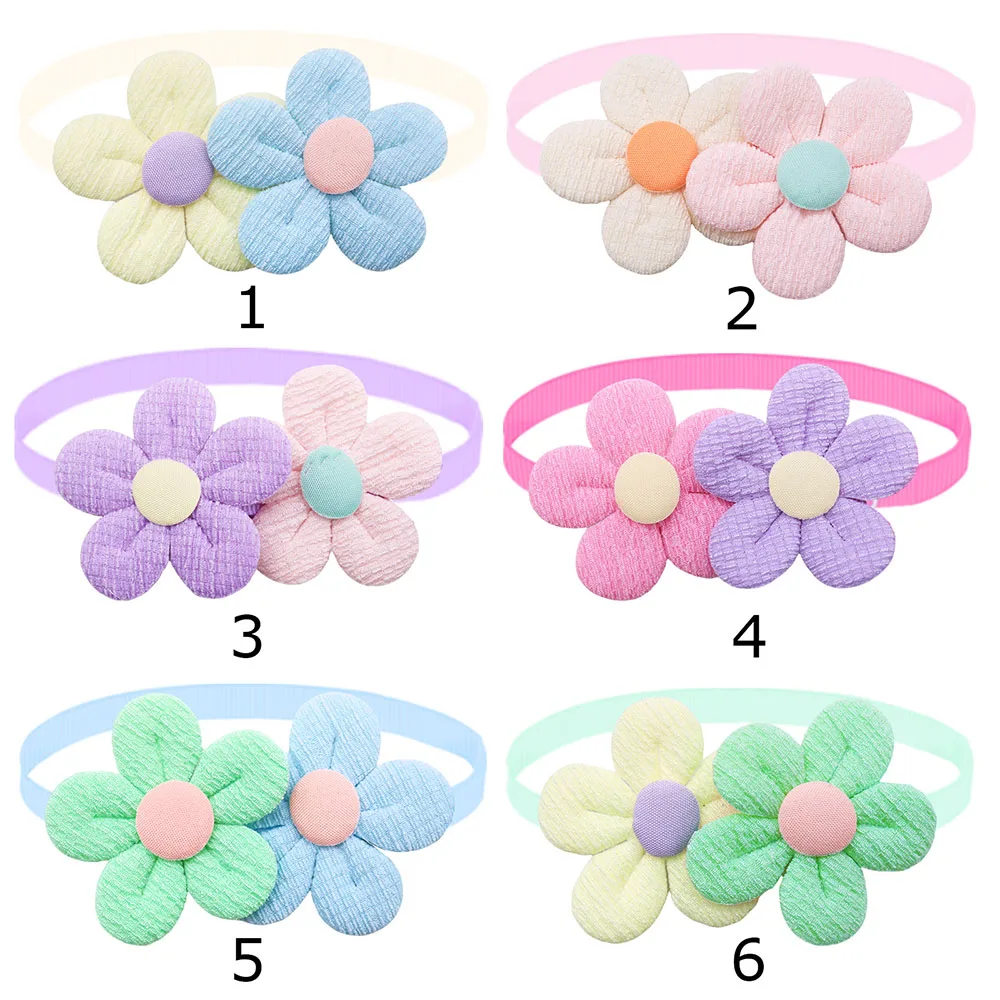 10PCS Colorful Flower Dog Bowties Handmade Puppy Necklaces Adjustable Pet Dog Bow Ties Collars Fashion Pet Products For Dogs view 5
