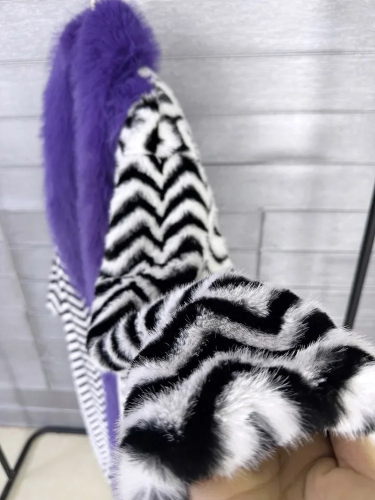 겨울 코트 공장 직판 오리지널 디자인 인조 모피 코트 스트라이프 패치워크 플러시 롱 재킷 여성 아우터웨어