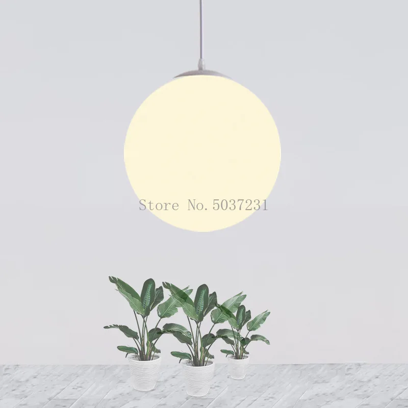 Branco moderno pe bola luzes pingente nordic led pendurado lâmpada simples bola de acrílico iluminação para sala estar quarto jantar dispositivo