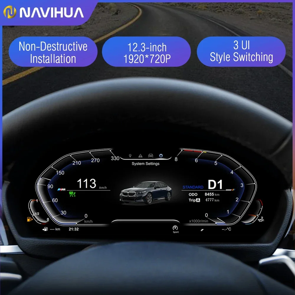 Navihua 12.3 بوصة عرض السيارة الرقمية العنقودية LCD لوحة القيادة نظام لينكس لسيارات BMW 3 Series F30/F31 GT-F34 4 Series F32/F33/F36