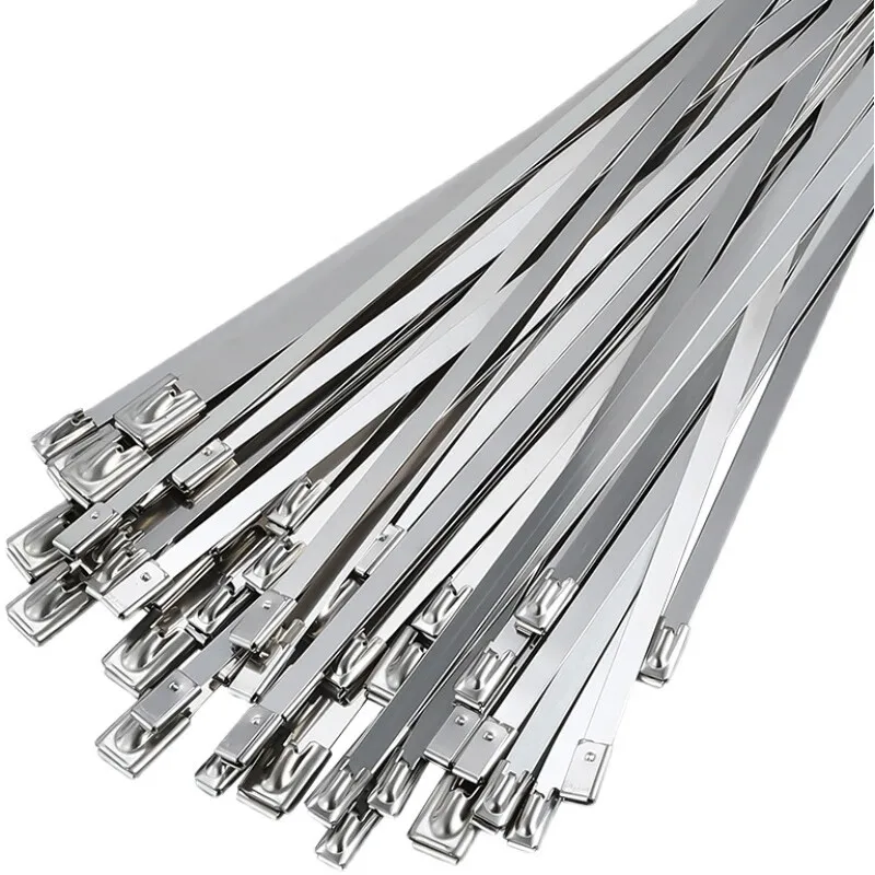 50Pcs Heavy Duty Self Locking 304 Stainless Steel Metal Zip Cable Ties Multipurpose For Exhaust Wrap Pipe Farm Wire Fence