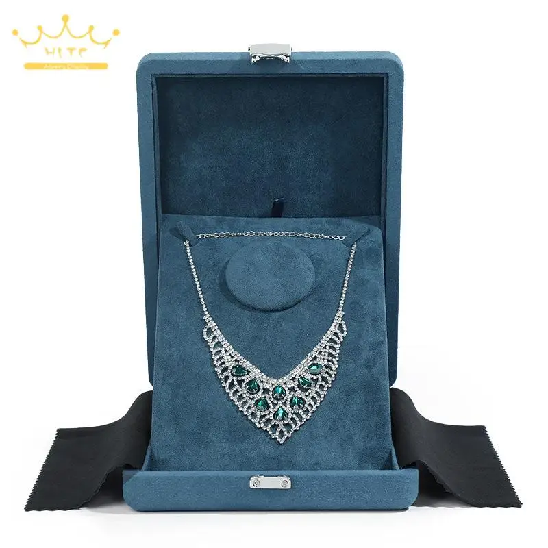 Diamond Box High-End Suede Chain Box  Jewelry Case Loose Exhibition Gem Necklace Pendant Box Leather Jewelry Storage Box