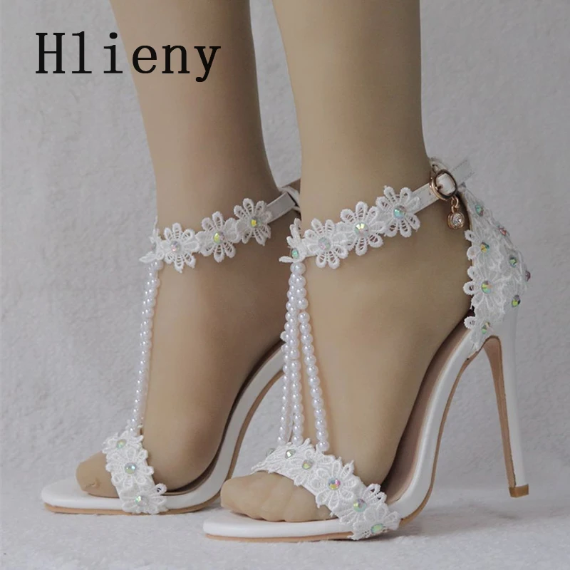 

Hlieny New Design Fashion String Bead Sandals Buckle Strap High Heels Women Summer Sexy Gladiator Party Dress Shoes Pumps