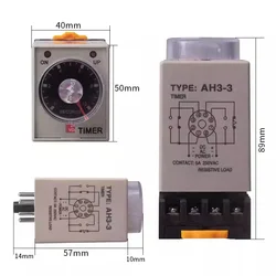 AC 36V 110V 220V 380V DC 24V Delay Timer Time Relay 0~60 Seconds 0~60 Minutes AH3-3 with socket base