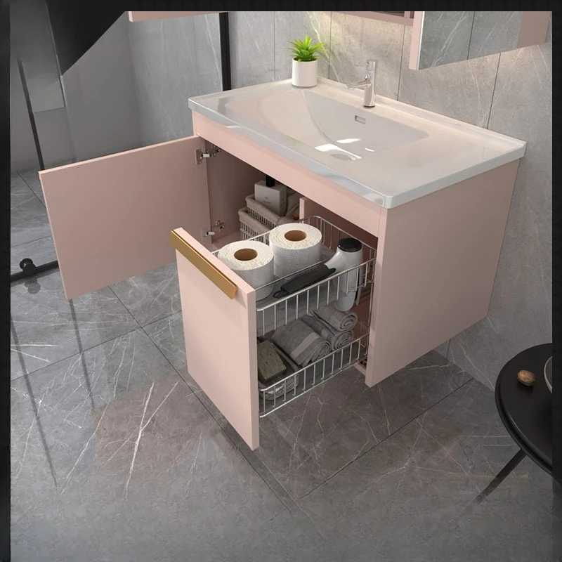 

304 stainless steel wall-mounted combination ceramic integrated basin cream wind wash basin bathroom