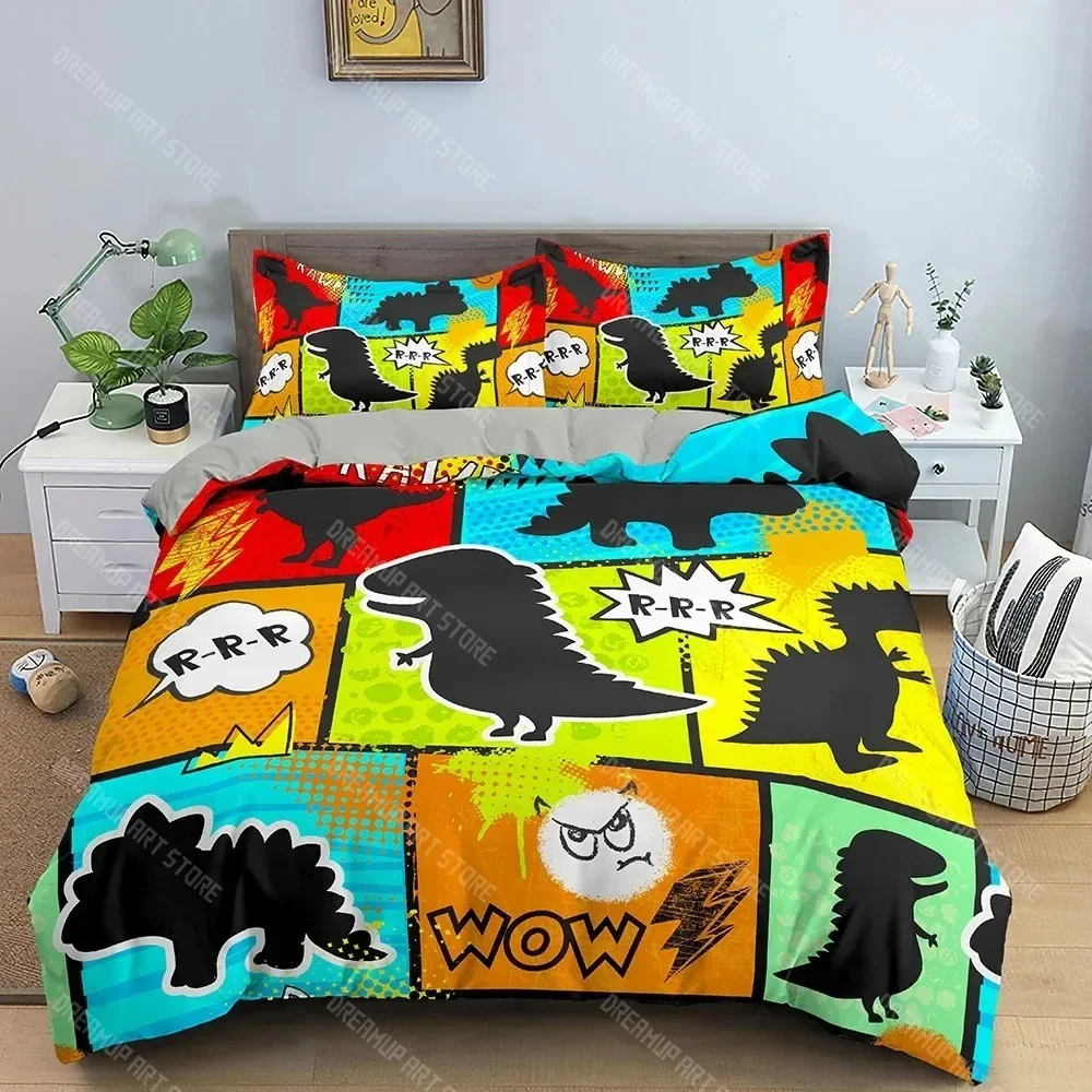 Children bedding set boy Hippie Graffiti Duvet Cover Comic Pattern Quilt Cover Teens Adults Hip Hop Duvet Cover Set King Queen