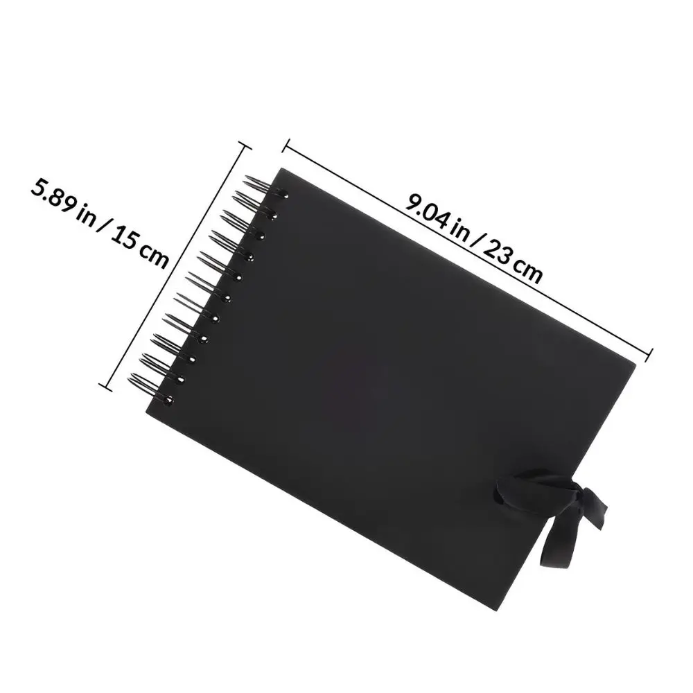 1pc A5 Hardcover Spiral Bound Scrapbook Album & Satin Ribbon Closure for Travel Photos, Wedding Souvenir, Handmade Craft YMY