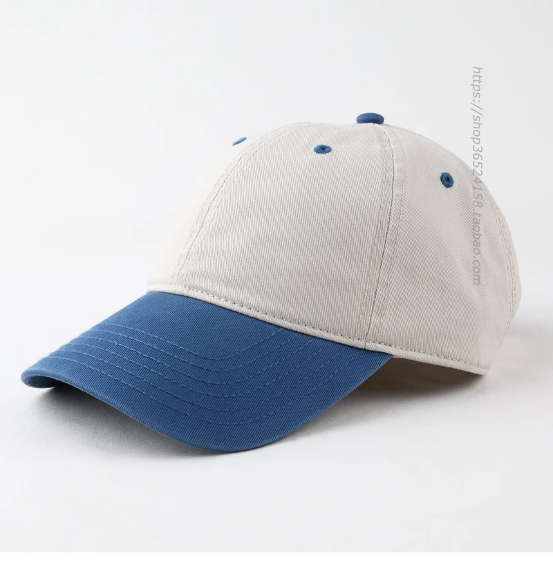 Color Contrast Patchwork Pure Cotton Washed Baseball Cap Couple All-Matching Peaked Cap