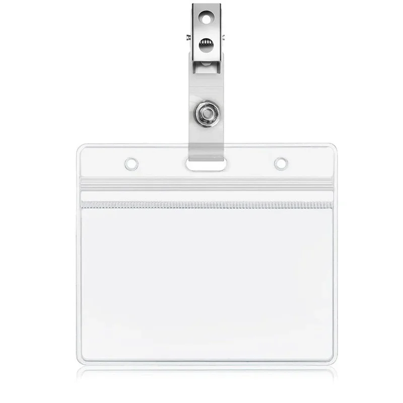 Capa transparente de pvc para cartão, porta-cartão de identificação de trabalho comercial, bolsa de crachá, bolso no peito, pessoal, porta-cartão de