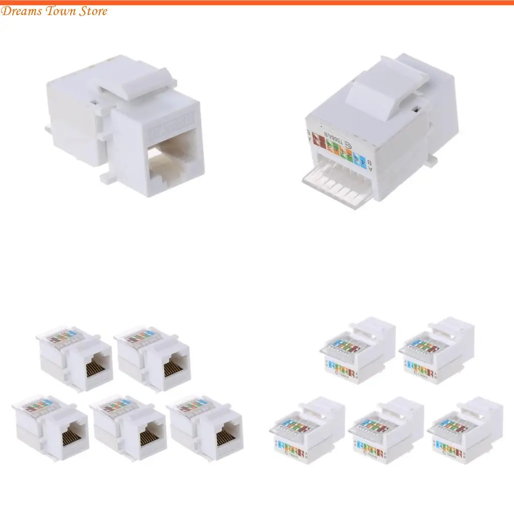 

HX6A CAT5E RJ45 LAN Socket Keystone For Internet Plug Wall Panel 5 Piece