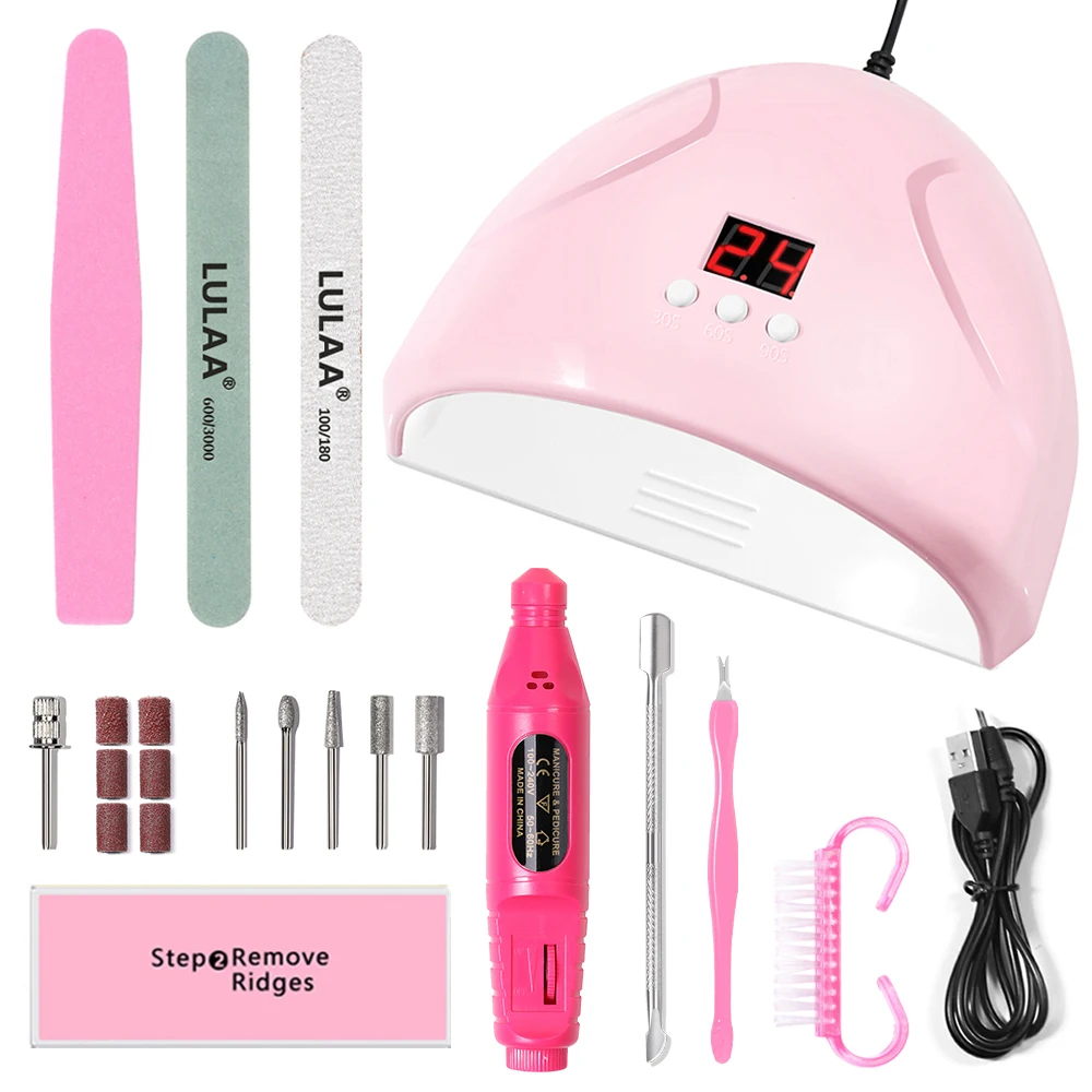 

LINMANDA Stainless Steel Manicure Tools Set With Led Uv Nail Lamp And Professional Nail Drill Machine Nail File Polishing Strip