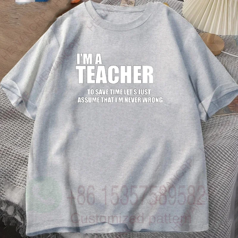 مضحك المعلم الرجال القطن تي شيرت Vintage س الرقبة قصيرة الأكمام المحملة الرجال للجنسين عادية المتضخم بلايز الشارع الشهير القمم