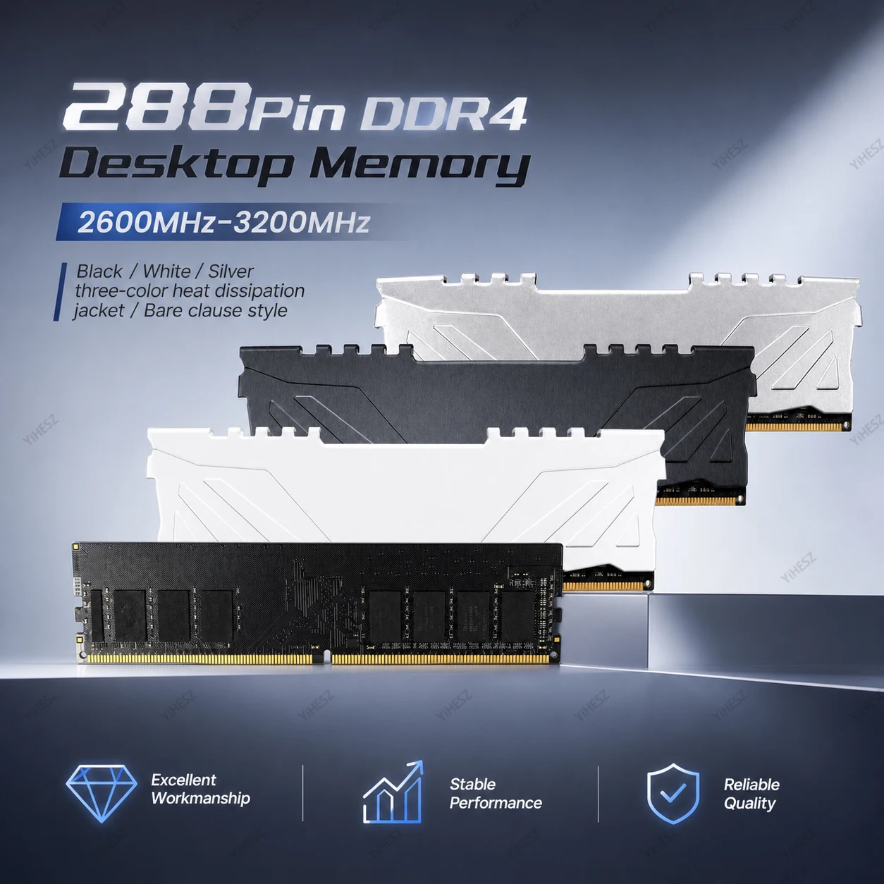 SZJN DDR4 RAM 4GB 8GB 16GB Desktop Memory 2666MHz 3200MHz PC4 288Pin Low Voltage RAM Optional cooling jacket