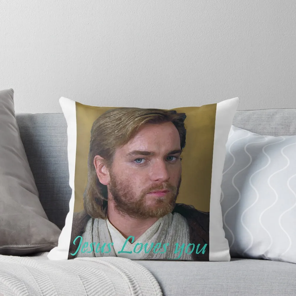 

Space Jesus Loves You (Ewan McGregor) Throw Pillow home decor items Couch Cushions Decorative Cushion pillow