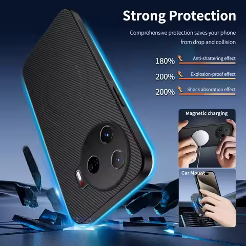 Magnetic Silicone Case For Tecno Camon 30 Pro 4G 5G Wireless Charging Carbon Fiber PU Leather Anti-Drop Soft Cover Phone Cases