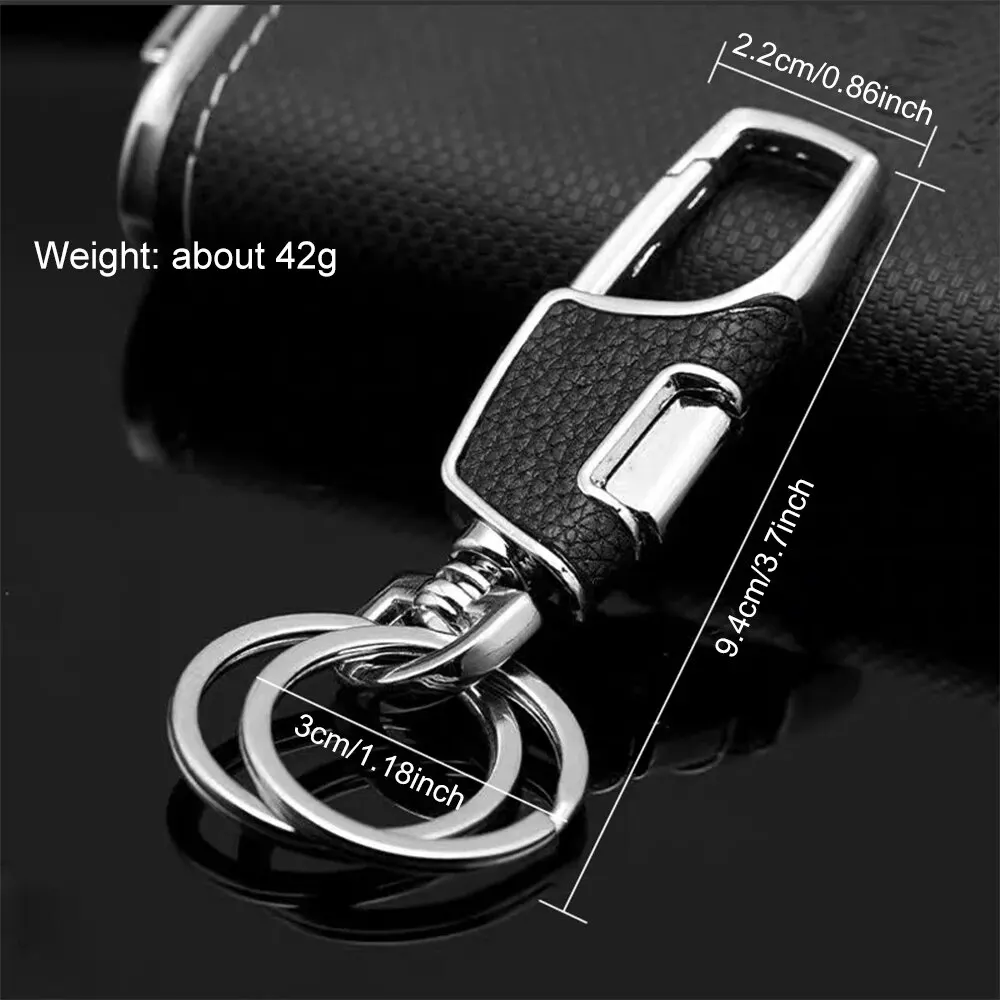 One Click Open Car Key Chain Pendant Double Ring Thickened Loss-proof Metal Simple and Fashionable Portable Men\'s Belt Key Chain