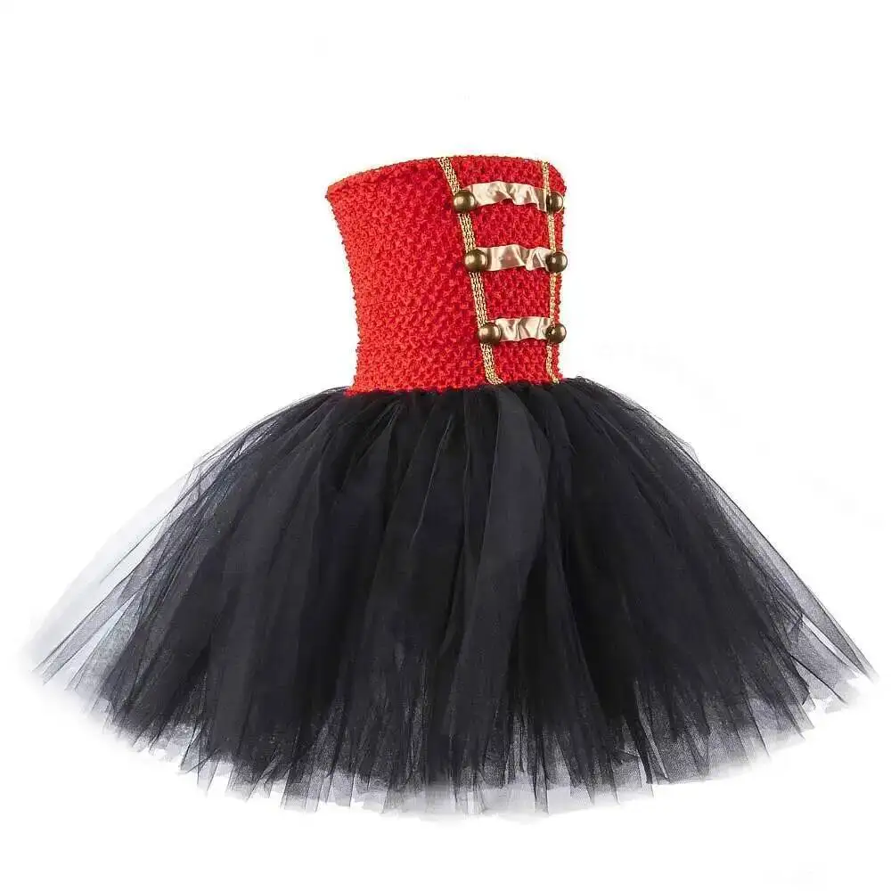 Nutcracker Soldier Costumes for Girls Halloween Christmas Fancy Tutu Dress with Feather Hairbow Kids Circus Ringmaster Outfit