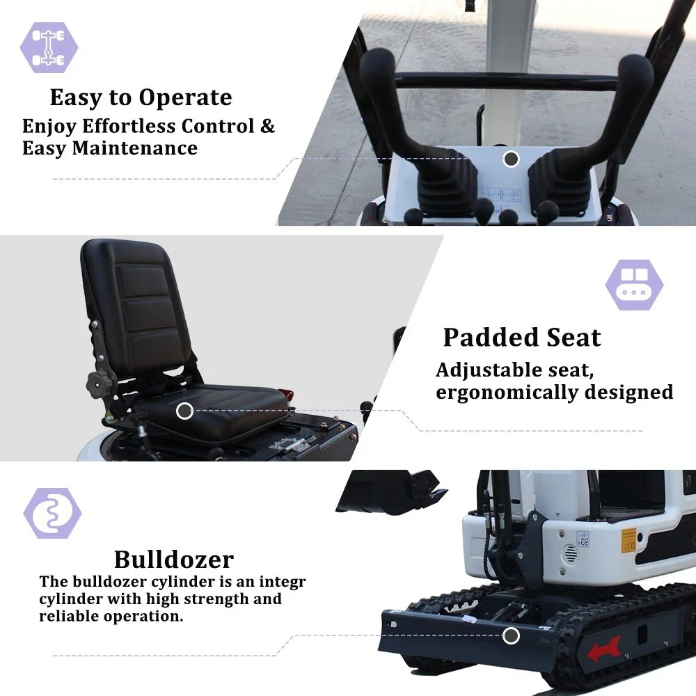NEW White&Black B&S 1-Ton Mini Excavator Track Digger 13.5HP Hydraulic Thumb can be customized USA STOCK