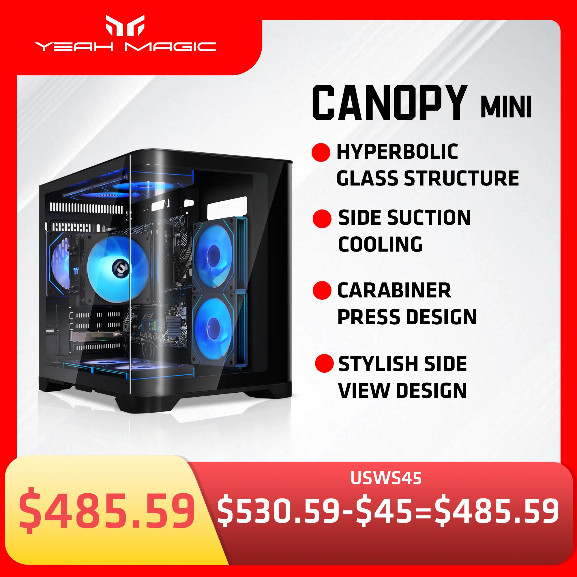 YEAH MAGIC Gaming Desktop AMD Ryzen 5 5600GT 3.9GHz 16GB(8G*2) DDR4 3200 1T NVME SSD ARGB 7 Fans Win 11 Home Gamer Desktop PC