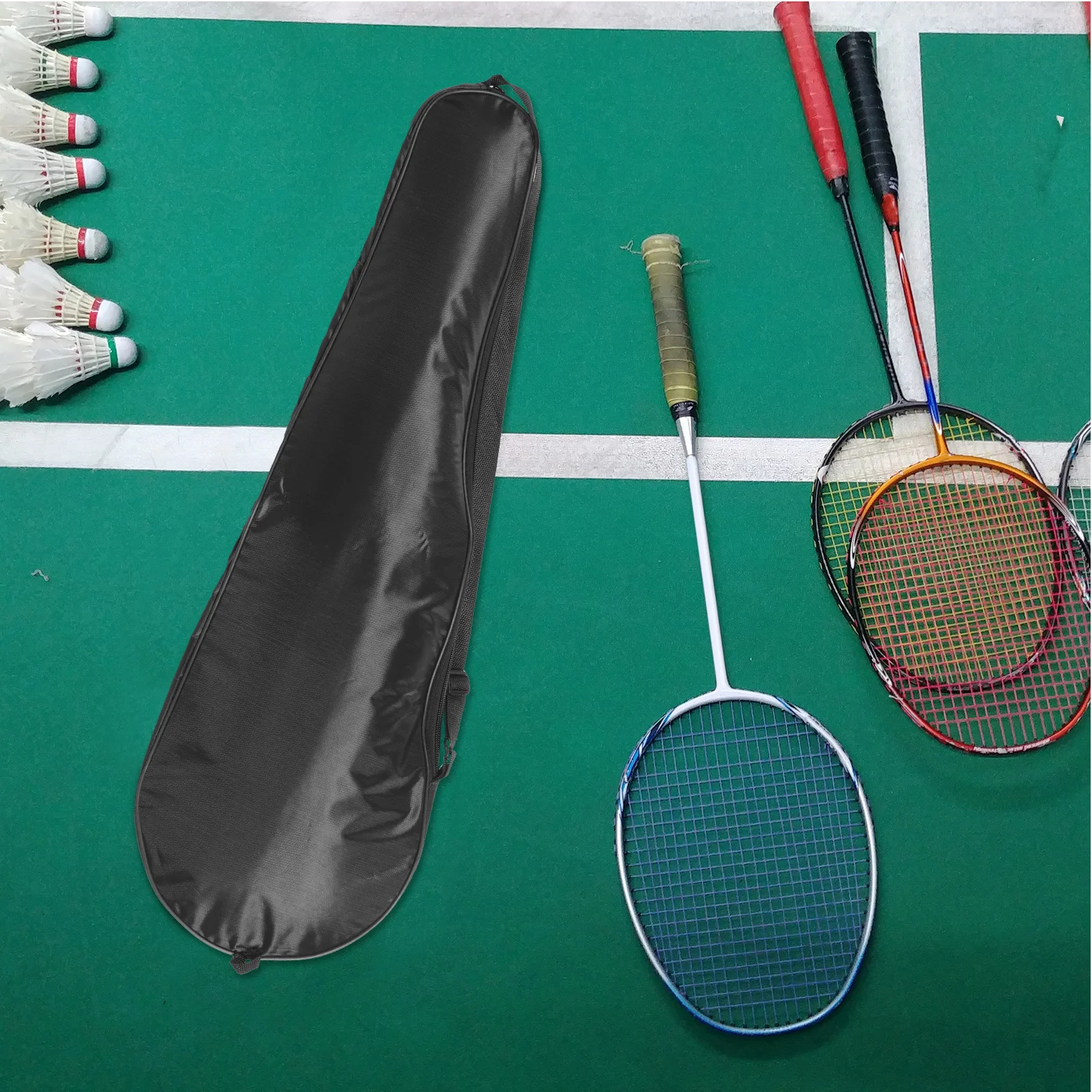 Badminton Racket Bag Black Oxford Fabric Portable Outdoor Sports Case Multi Function Racket ganizer for Men Women Daily