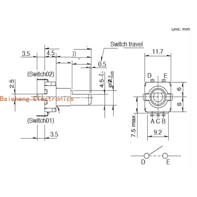 10PCS EC11 encoder rotation 360 30 fixed point 15 pulse car potentiometer half shaft 14mm without press switch