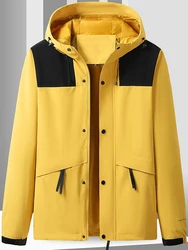 Large Size 9xl 8xl 7xl Men Waterproof Jacket Coats Hooded Outdoor Windproof Yellow Big 6xl 5xl Breathable Causal Windbreaker