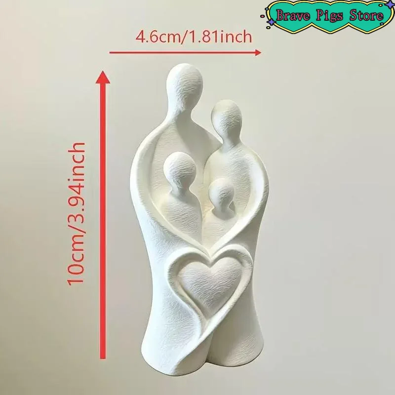 [HM]3D Printing White Family Figurine With Heart Embrace Design For Home Table Shelf Decor Holiday Anniversary Gift[HM]