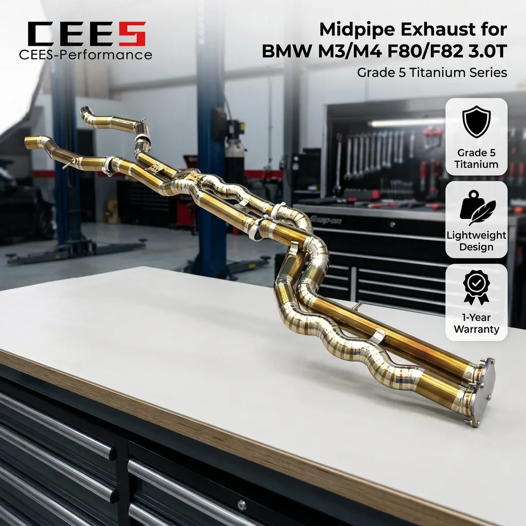 CEES Factory Exhaust Pipe for BMW M3/M4 F80/F82 3.0T 2015-2019 Equal Length Exhaust MidPipe with Resonator
