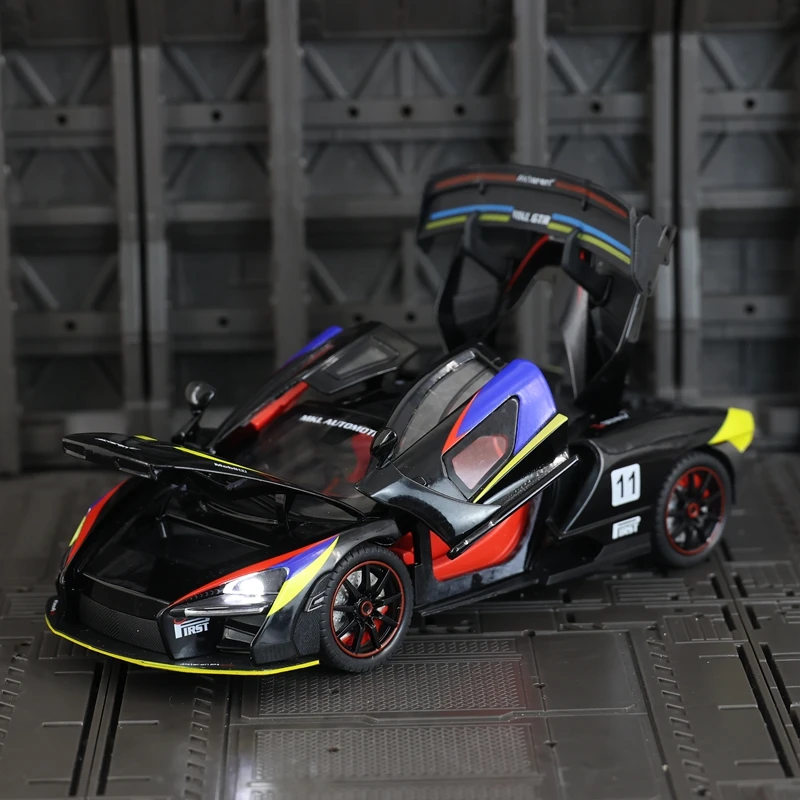 1:24 McLaren Senna supercoche de aleación modelo colección de adornos de coche, puertas y capó del motor, maletero se puede abrir