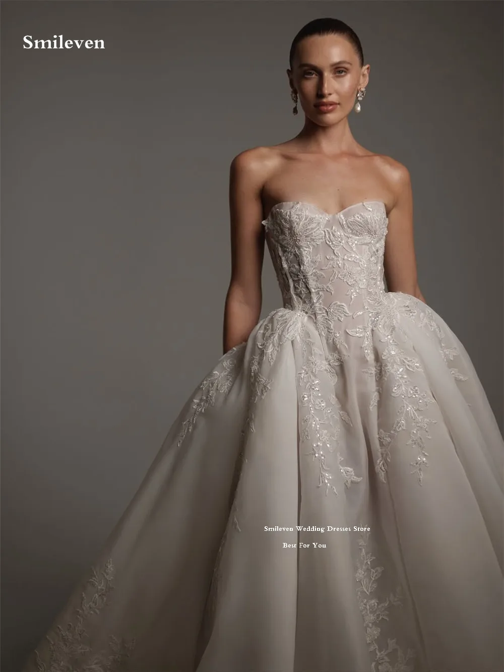 

Smileven Sweetheart Lace Wedding Dresses Ball Gowns Shiny Appliques Bridal Gowns Glitter Tulle vestidos de novia 2026 Customized