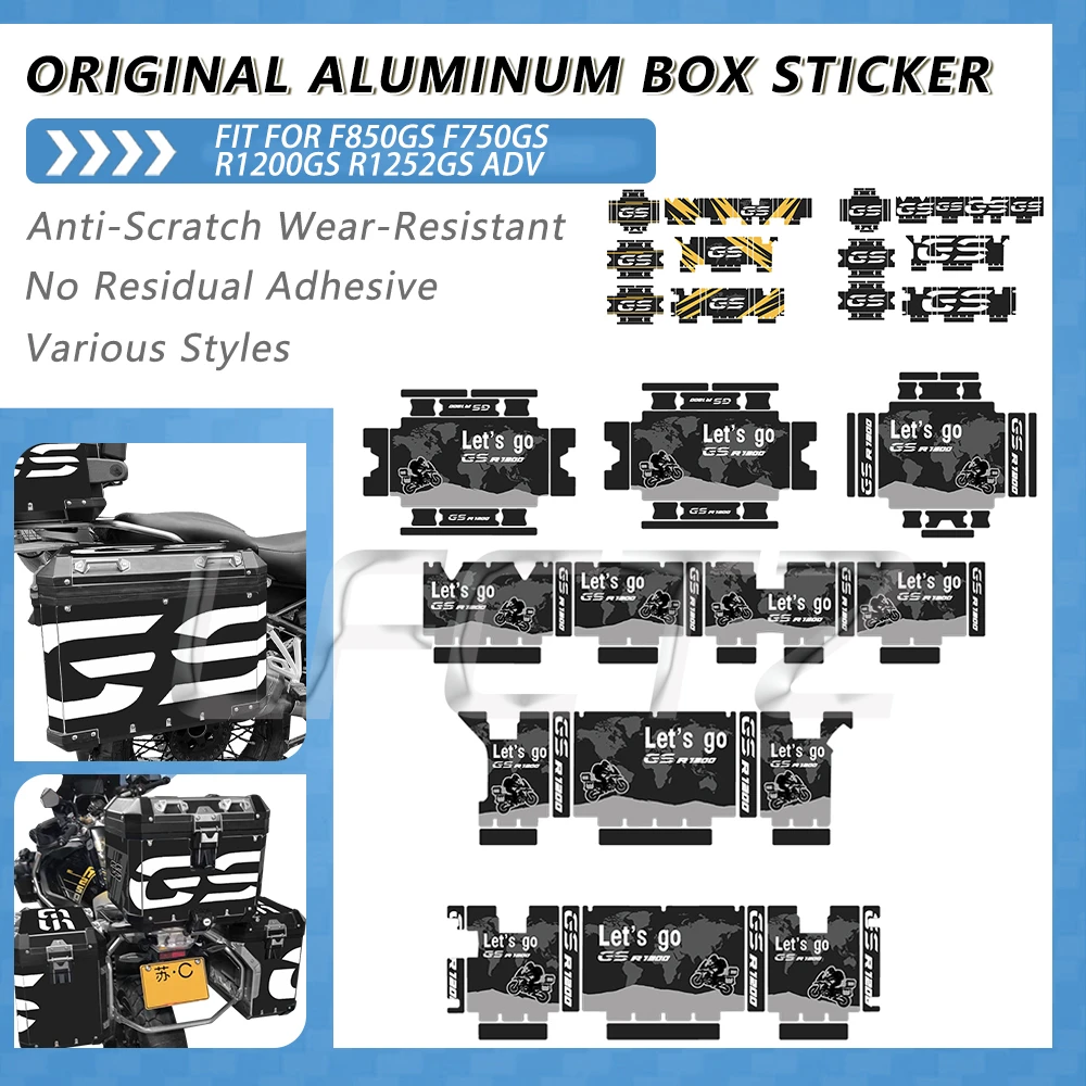 Motorcycle Aluminum Box Sticker Top Case Panniers Luggage Decor Decals Set Fit for R1200GS Adventure R1250GS ADV GSA F750/850GS