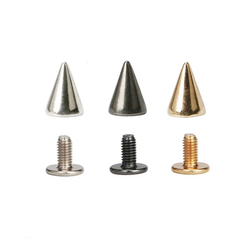 7*9.5mm 100sets Punk Spike Cone Spots Metal Studs Leathercraft Rivets Bullet Clothes Bags Bracelets Belt Pet Collars Rivets