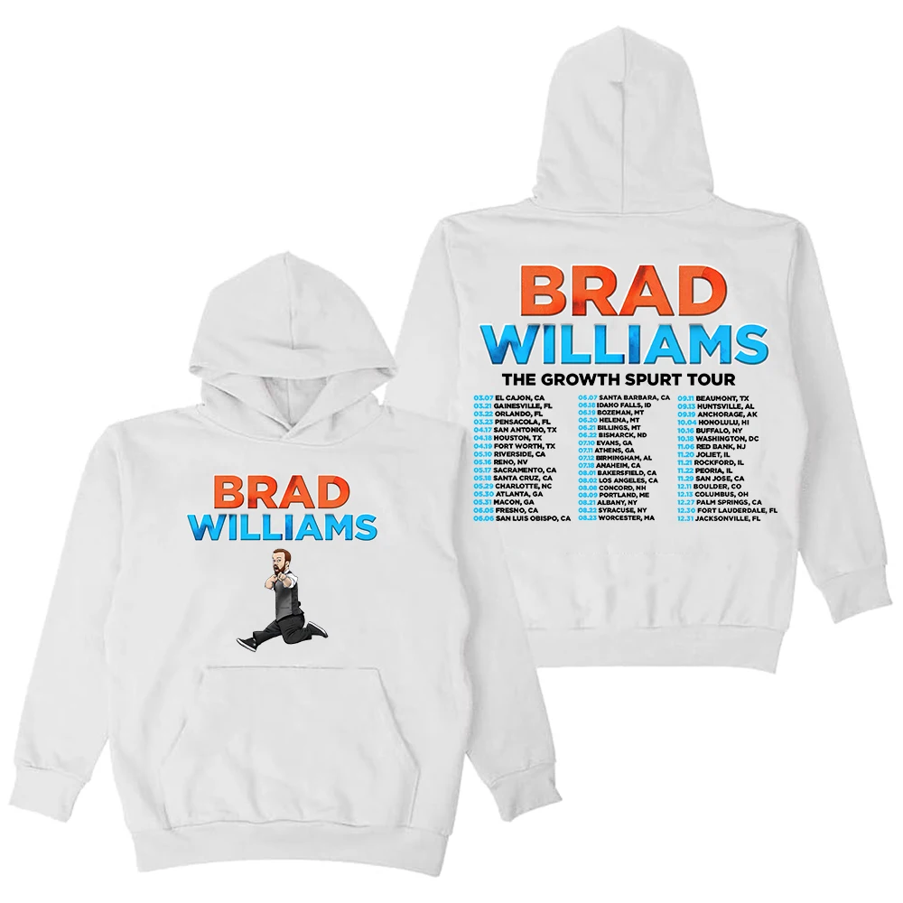 GF براد ويليامز The Growth Spurt Tour 2025 هوديي كم طويل ملابس الشارع الشهير النساء الرجال قمصان سويت شيرت بقلنسوة #2