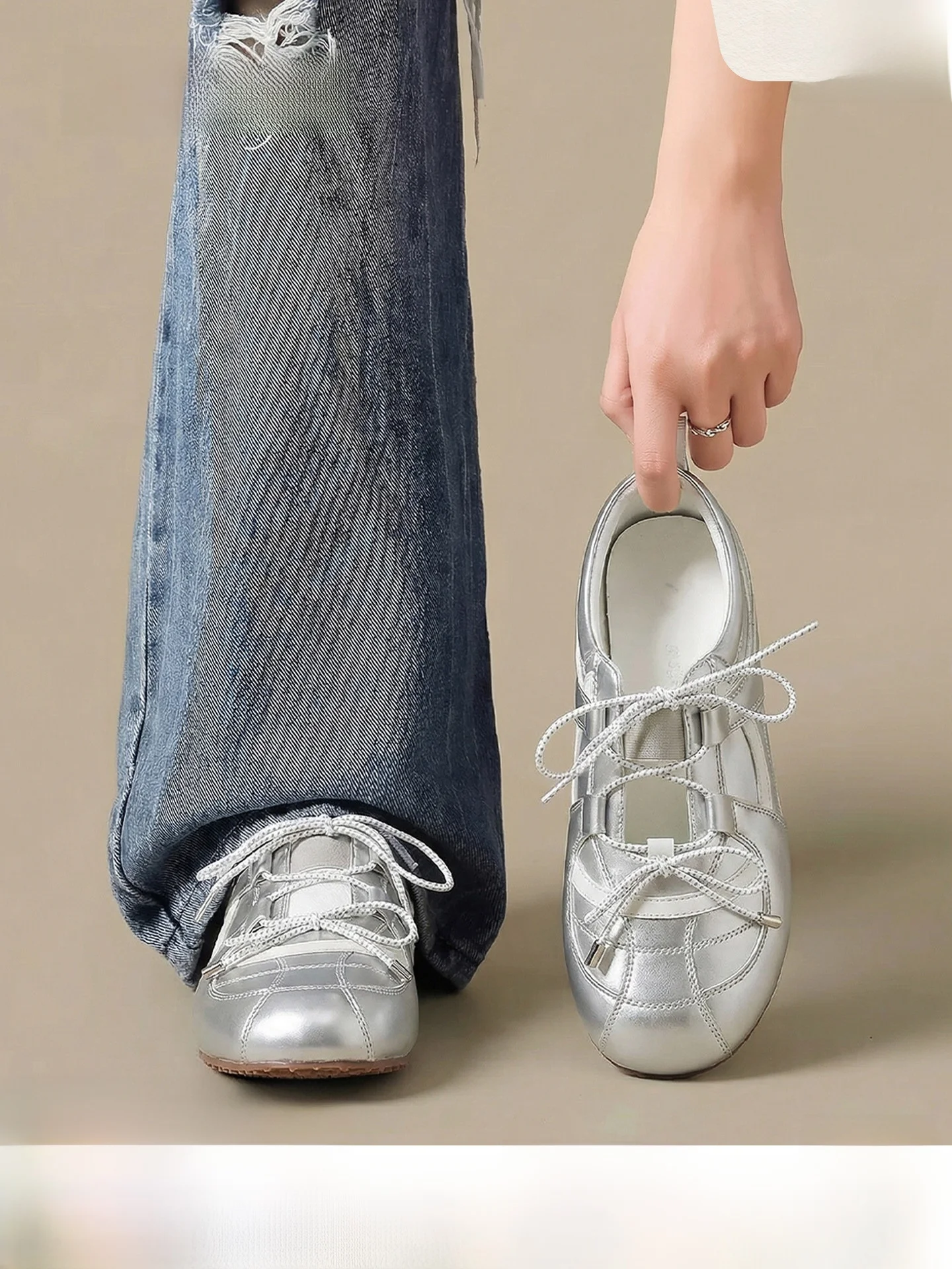 silver-mary-sporty-sandals-women's-2026-new-summer-breathable-hollow-out-slip-on-ballet-flat-trainer-casual-cross-buckle
