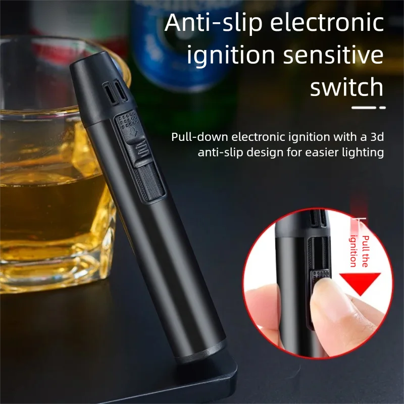 New Metal Lighter Mini Airbrush Inflatable Windproof Butane Lighter, Adjustable Torch Flame Cigarette Tool