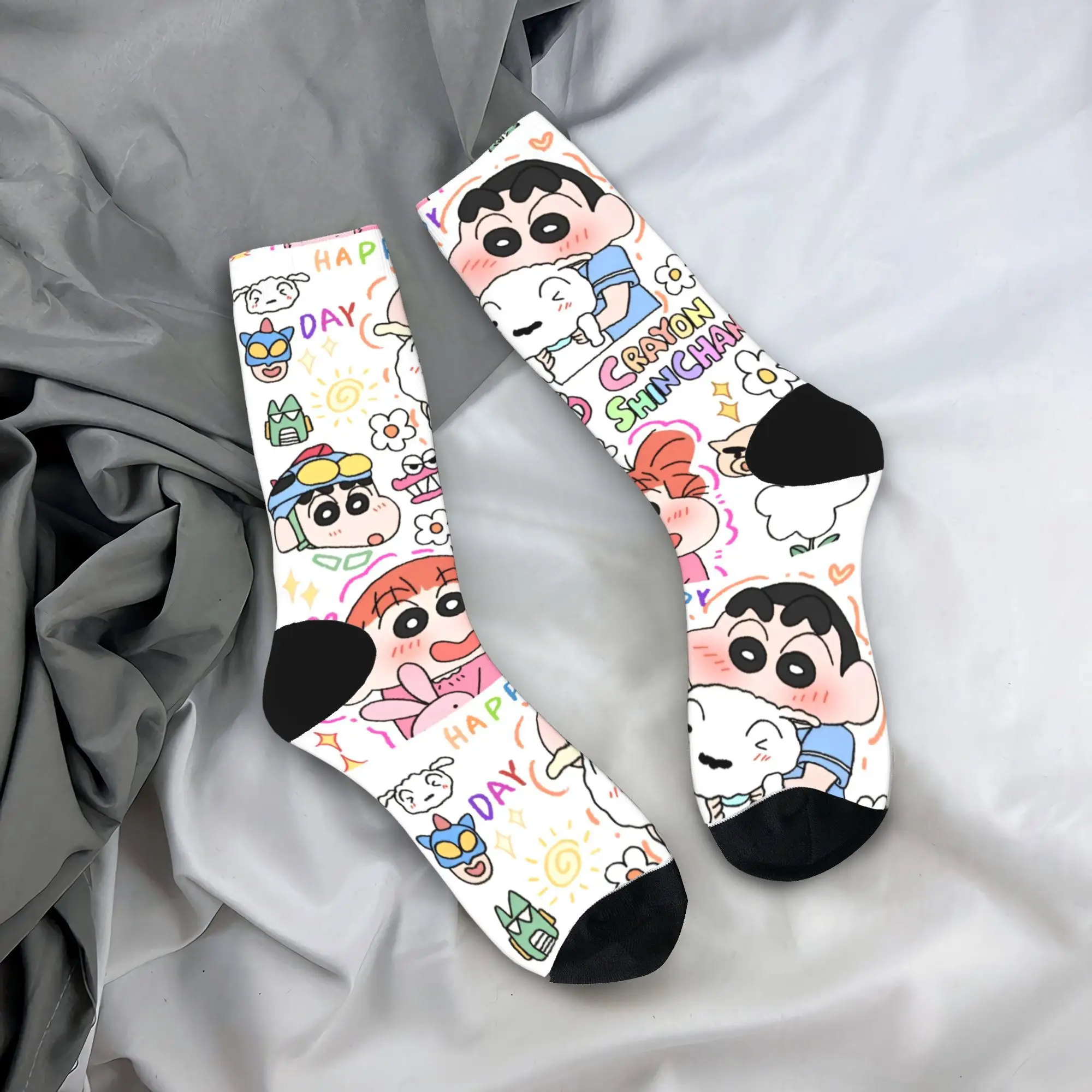 شتاء دافئ ملون للجنسين Kawaii تلوين شين تشان الجوارب أنيمي شيرو نيني امتصاص العرق جوارب كرة القدم