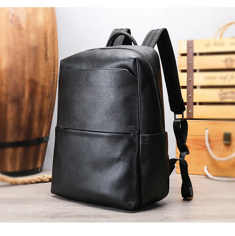 

Leather backpack men's first layer cowhide large capacity travel backpack retro fashion simple versatile trend casual