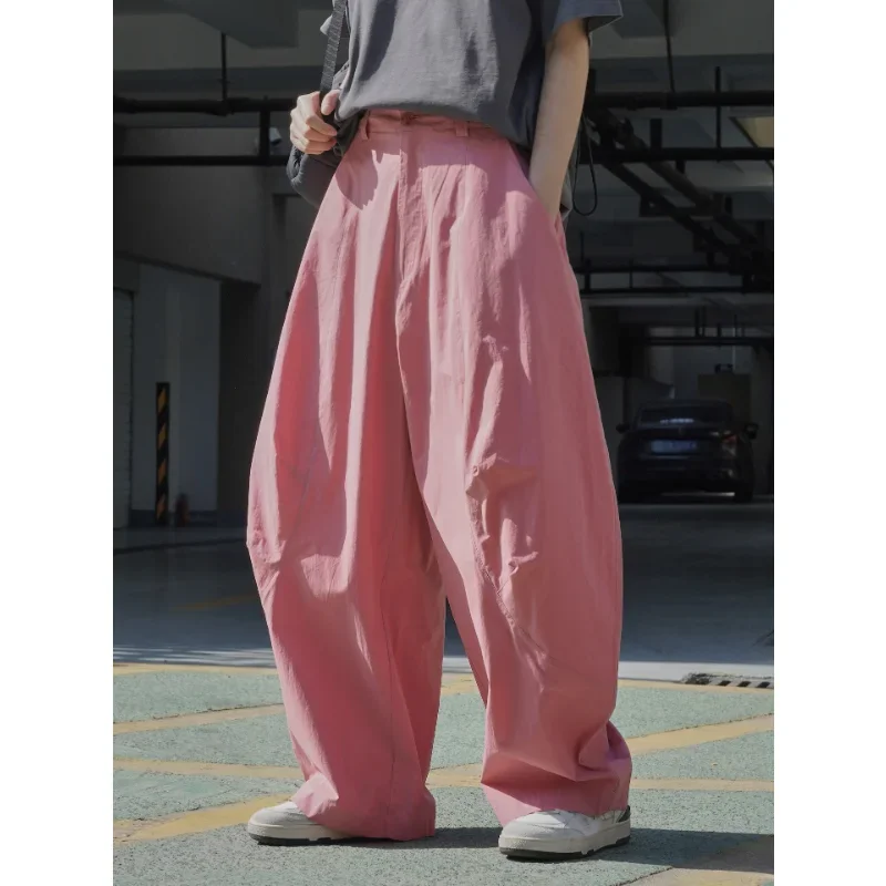 

Summer Trousers Thin Wide Leg Pants Casual Women Loose Cotton High Waist Air Sense Neutral Curved Breathable Clothes Streetwear